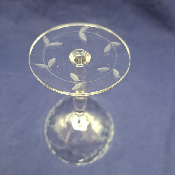 Vintage Etched Glass Sherbet Champagne Coupe Goblet With Floral Vine Design - Picture 10 of 11